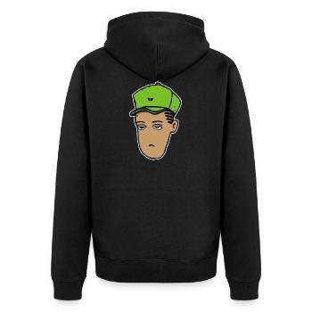 Hip-Hop-Kopf (Schlaganfall) - Unisex Premium Bio Zip Hoodie - Schwarz - Hinten - Nico (187cm)