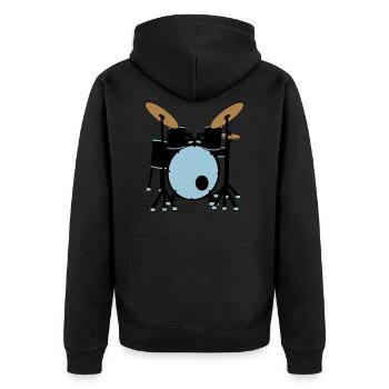 Schlagzeug Instrument Geschenkidee Musik Band - Unisex Premium Bio Zip Hoodie - Schwarz - Hinten - Nico (187cm)