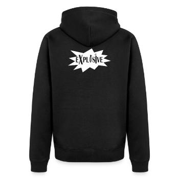 Explosive Design weiss - Unisex Premium Bio Zip Hoodie - Schwarz - Hinten - Nico (187cm)