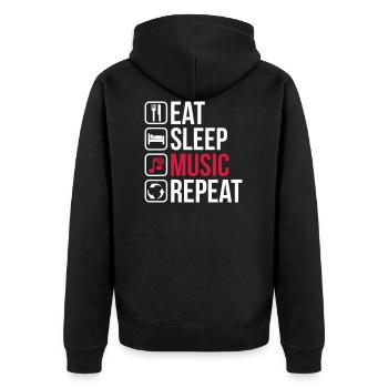 Eat Sleep Music Repeat - Unisex Premium Bio Zip Hoodie - Schwarz - Hinten - Nico (187cm)