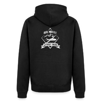 Glider Pilot Gift T-Shirt Funny Man - Unisex Premium Organic Zip Hoodie - black - Back - Nico (187cm)