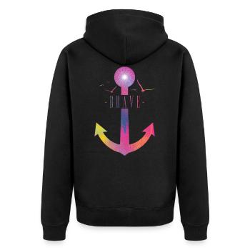 Brave - Colorful Anchor - Unisex Premium Bio Zip Hoodie - Schwarz - Hinten - Nico (187cm)