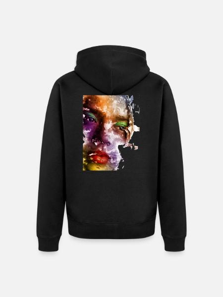 Farbiges Frauen Gesicht - Unisex Premium Bio Zip Hoodie - Schwarz