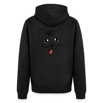 Visage de chat doux avec la langue - Veste à capuche bio Premium Unisexe - noir - Dos - Nico (187cm)