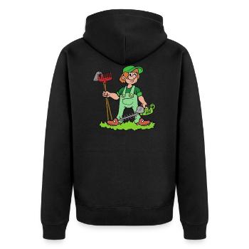 Gärtner - Unisex Premium Bio Zip Hoodie - Schwarz - Hinten - Nico (187cm)