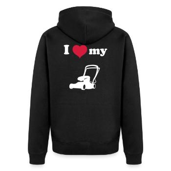 Lawn mower lawn mow green lawn grass gift - Unisex Premium Organic Zip Hoodie - black - Back - Nico (187cm)