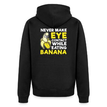 Bananen - Unisex Premium Bio Zip Hoodie - Schwarz - Hinten - Nico (187cm)