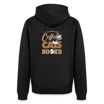 Café Chats Livres Idée cadeau - Veste à capuche bio Premium Unisexe - noir - Dos - Nico (187cm)