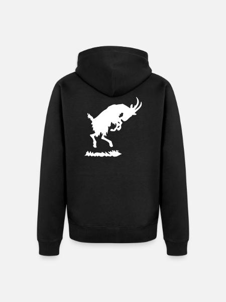 Springender Ziegenbock - Unisex Premium Bio Zip Hoodie - Schwarz