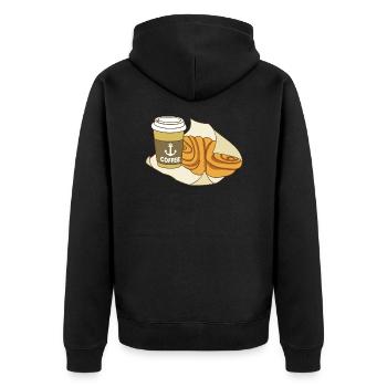 French rolls & coffee - Unisex Premium Organic Zip Hoodie - black - Back - Nico (187cm)