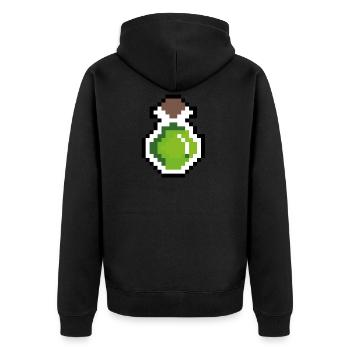 Trank gruen Pixel - Unisex Premium Bio Zip Hoodie - Schwarz - Hinten - Nico (187cm)