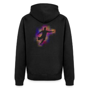 Fußball bunt - Unisex Premium Bio Zip Hoodie - Schwarz - Hinten - Nico (187cm)