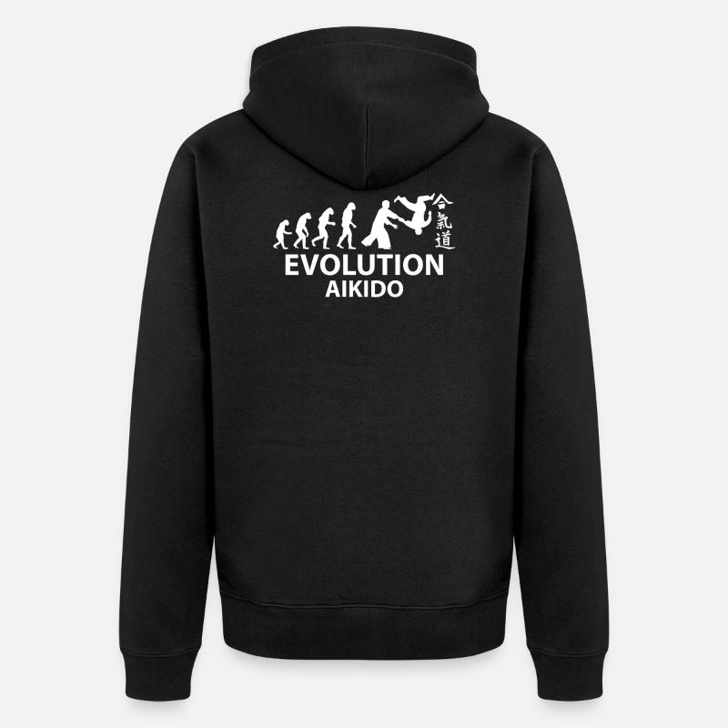 Aikido Evolution T-Shirt & Geschenkidee - Unisex Premium Bio Zip Hoodie - Schwarz