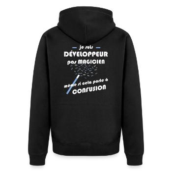 Développeur pas magicien - Veste à capuche bio Premium Unisexe - noir - Dos - Nico (187cm)