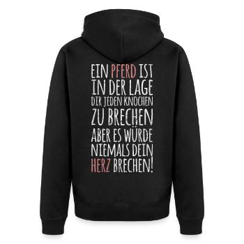 Cheval d'attribution du cheval disant coeur amour cadeau - Veste à capuche bio Premium Unisexe - noir - Dos - Nico (187cm)