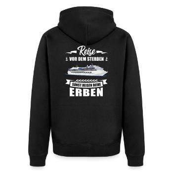 Kreuzfahrt Reisen Erben Schiff Urlaub Geschenk - Unisex Premium Bio Zip Hoodie - Schwarz - Hinten - Nico (187cm)
