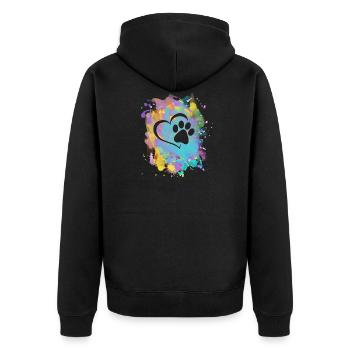 Fußabdrücke Herz - Unisex Premium Bio Zip Hoodie - Schwarz - Hinten - Nico (187cm)