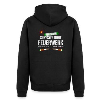 Silvester ohne Feuerwerk Pyro - Unisex Premium Bio Zip Hoodie - Schwarz - Hinten - Nico (187cm)