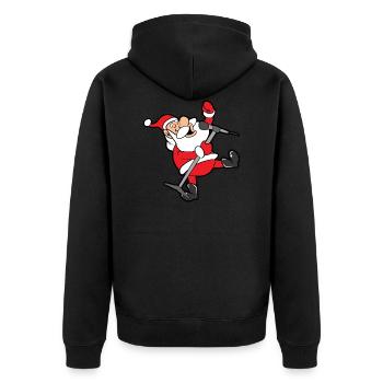 Lustiger Weihnachtsmann Santa Claus Weihnachten - Unisex Premium Bio Zip Hoodie - Schwarz - Hinten - Nico (187cm)