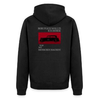 Bestatter: Beruflich Etwas Mit Menschen Machen - Unisex Premium Bio Zip Hoodie - Schwarz - Hinten - Nico (187cm)