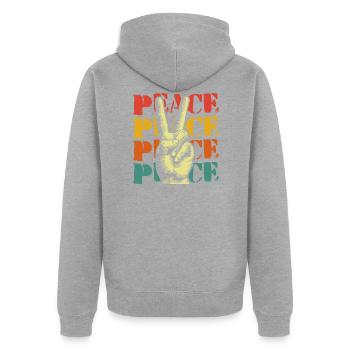 Peace Frieden Friedensbewegung - Unisex Premium Bio Zip Hoodie - Grau meliert - Hinten - Nico (187cm)