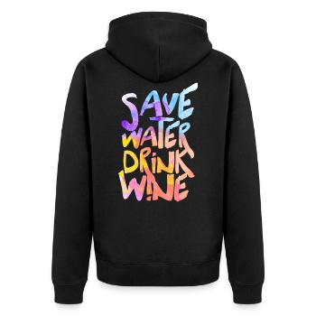 Eau de secours, boire du vin - Veste à capuche bio Premium Unisexe - noir - Dos - Nico (187cm)
