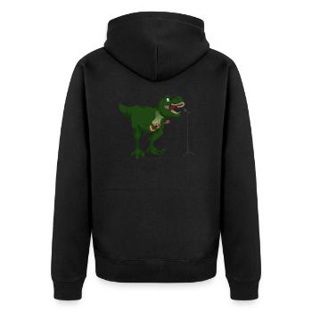 T-Rex Guitar Trex Dino Guitarist Gift - Unisex Premium Organic Zip Hoodie - black - Back - Nico (187cm)