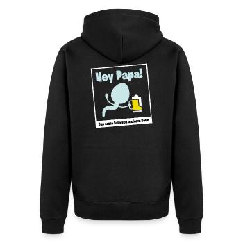 Geschenk für werdende Väter Bier Papa Schwanger - Unisex Premium Bio Zip Hoodie - Schwarz - Hinten - Nico (187cm)