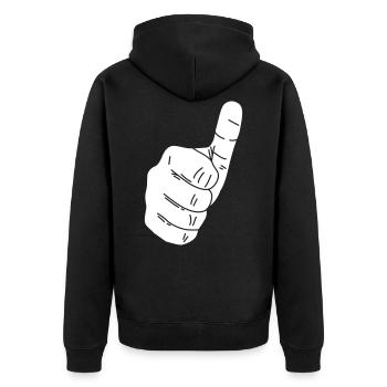 Daumen hoch - Thumbs up - Unisex Premium Bio Zip Hoodie - Schwarz - Hinten - Nico (187cm)