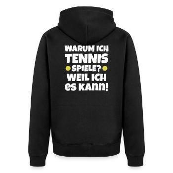 tennis spruch spieleri spieler aufschlag - Unisex Premium Bio Zip Hoodie - Schwarz - Hinten - Nico (187cm)