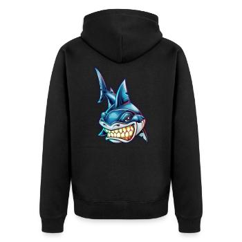 Blue Shark - Unisex Premium Bio Zip Hoodie - Schwarz - Hinten - Nico (187cm)
