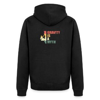 Klettern Bouldern Karabiner Felsklettern Geschenk - Unisex Premium Bio Zip Hoodie - Schwarz - Hinten - Nico (187cm)
