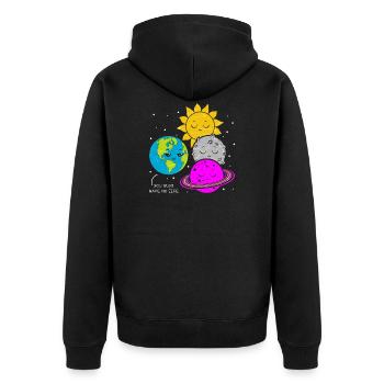 Earth Moon Planet Solar System Physics Funny Life - Unisex Premium Organic Zip Hoodie - black - Back - Nico (187cm)