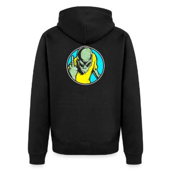 Alien middlefinger extraterrestrials funny Ufo - Unisex Premium Organic Zip Hoodie - black - Back - Nico (187cm)