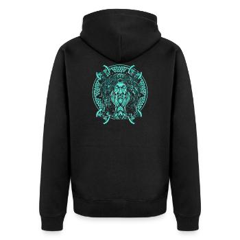 Wikinger Mittelalter Krieger Thor Skandinavien - Unisex Premium Bio Zip Hoodie - Schwarz - Hinten - Nico (187cm)