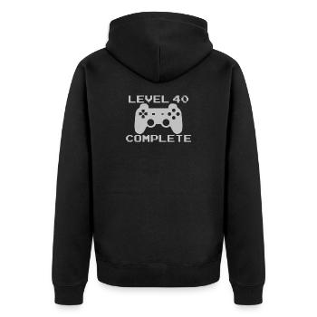 40.Geburtstag T-Shirt & Gamer Geschenkidee - Unisex Premium Bio Zip Hoodie - Schwarz - Hinten - Nico (187cm)