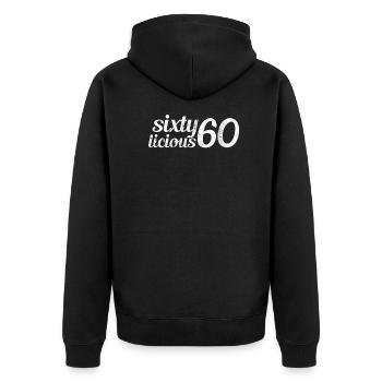 60e anniversaire - Veste à capuche bio Premium Unisexe - noir - Dos - Nico (187cm)