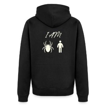 Ich Bin Spinnen Mensch T-Shirt - Unisex Premium Bio Zip Hoodie - Schwarz - Hinten - Nico (187cm)