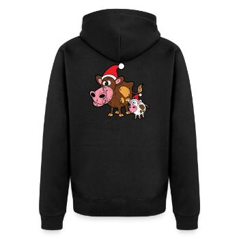 Retro Vintage Grunge Style Christmas - Unisex Premium Organic Zip Hoodie - black - Back - Nico (187cm)