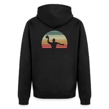 Wasserball Wasserpolo Vintage Retro Sport Geschenk - Unisex Premium Bio Zip Hoodie - Schwarz - Hinten - Nico (187cm)