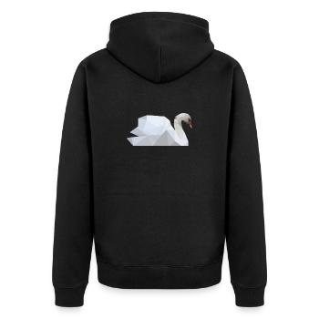 Cygne blanc, cygne polygone géométrique - Veste à capuche bio Premium Unisexe - noir - Dos - Nico (187cm)