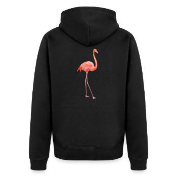 Flamingo, Flamingos polygon geometrisch - Unisex Premium Bio Zip Hoodie - Schwarz - Hinten - Nico (187cm)