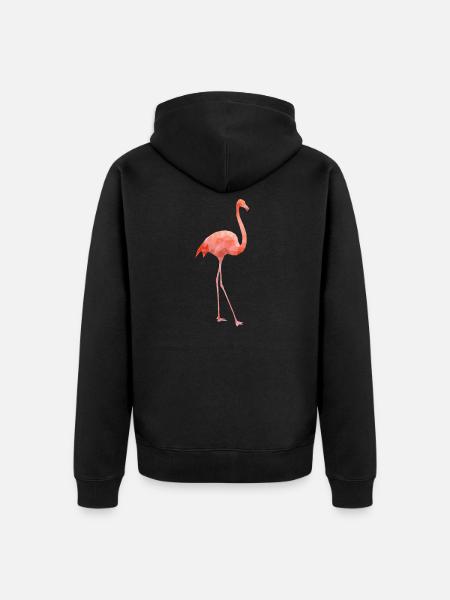 Flamingo, Flamingos polygon geometrisch - Unisex Premium Bio Zip Hoodie - Schwarz