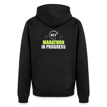 Marathon - Unisex Premium Organic Zip Hoodie - black - Back - Nico (187cm)