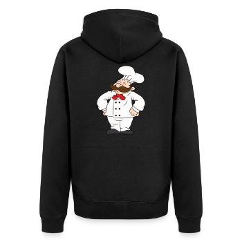 Koch, Küchenchef, Chefkoch, Pizzabäcker, Bäcker - Unisex Premium Bio Zip Hoodie - Schwarz - Hinten - Nico (187cm)