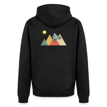 Motocross Bike Motorrad Retro Vintage Geschenk - Unisex Premium Bio Zip Hoodie - Schwarz - Hinten - Nico (187cm)