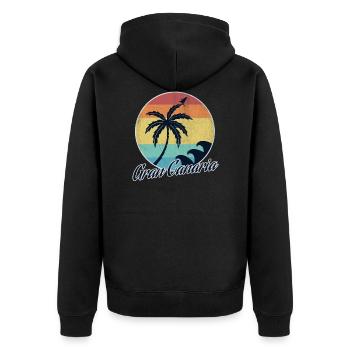 Gran Canaria - Unisex Premium Organic Zip Hoodie - black - Back - Nico (187cm)