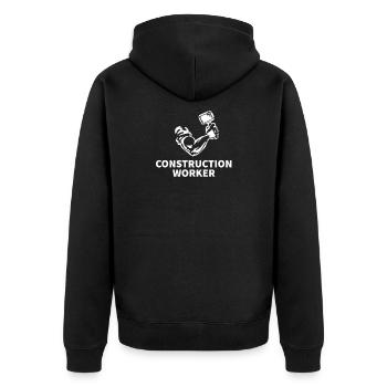 Bauarbeiter - Unisex Premium Bio Zip Hoodie - Schwarz - Hinten - Nico (187cm)