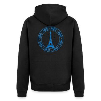 Paris Emblem Eiffelturm - Unisex Premium Bio Zip Hoodie - Schwarz - Hinten - Nico (187cm)