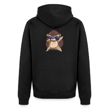 Lustiger betupfender Igelentwurf für Frauenkindermänner - Unisex Premium Bio Zip Hoodie - Schwarz - Hinten - Nico (187cm)